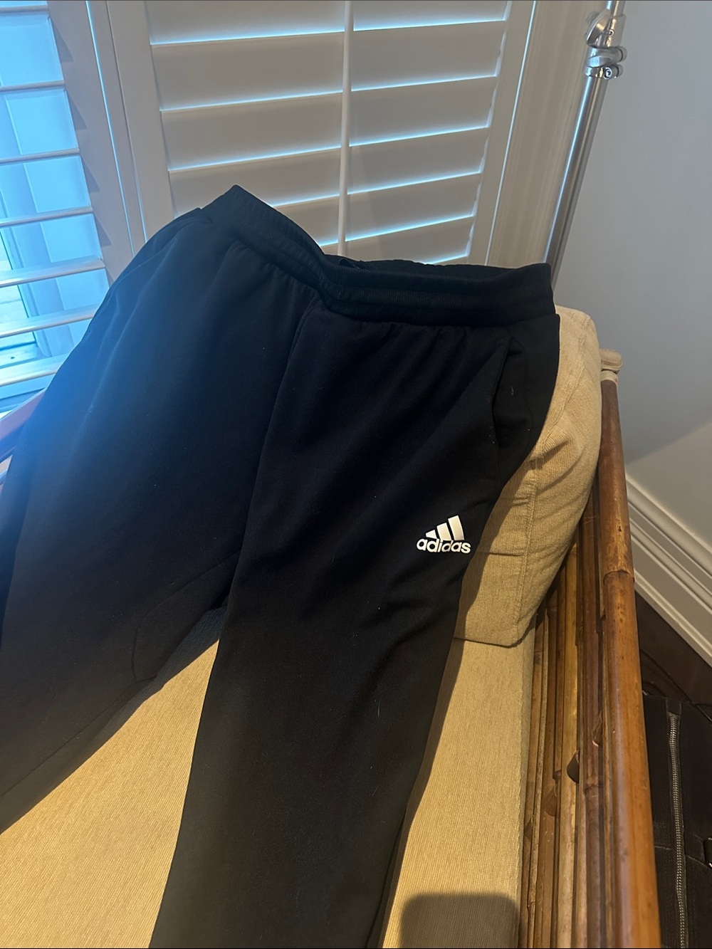 adidas Black mens seeatpants with White Logo